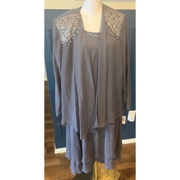 S.L. Fashions Women's Plus Size Embellished Tiered Mother of The Bride Gown - Picture 1 of 9